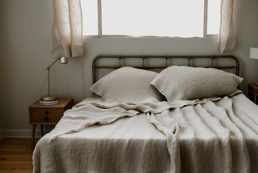 Detailed texture of premium long-staple Egyptian cotton sheets.
