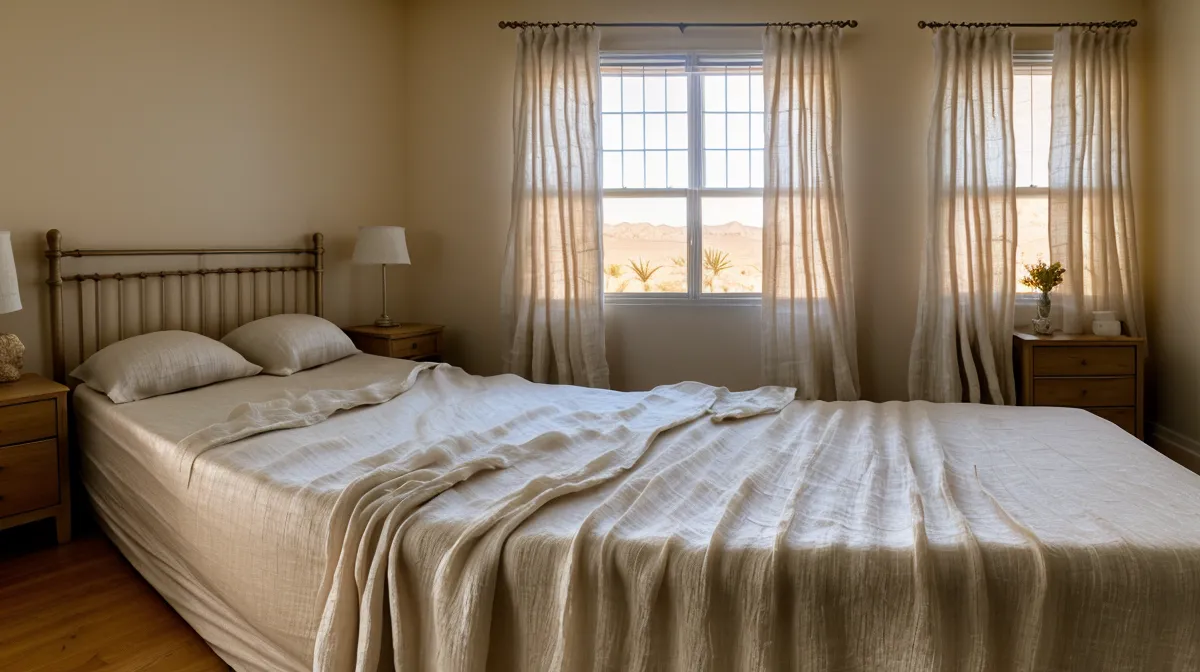 Energy efficient blinds from SelectBlinds cutting window heat in a hot Tucson bedroom