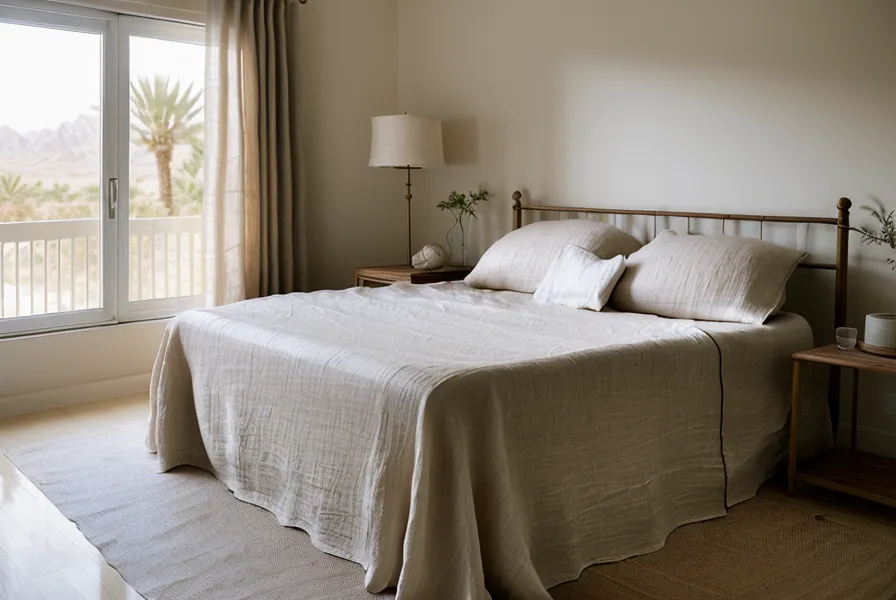 Honeycomb cellular blackout shades blocking the desert sun in a bedroom.