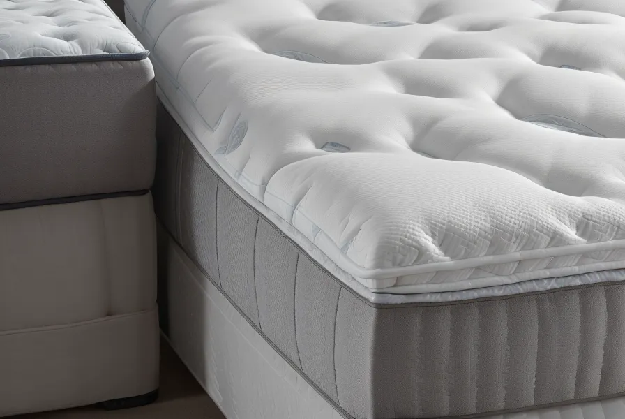 Close-up of the internal layers of a cooling hybrid mattress.