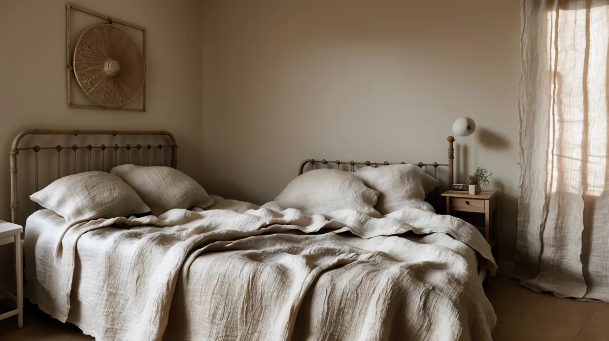 Cooling sheets comparison: silver-infused Miracle Sheets set beside standard cotton sheets for men who sweat at night