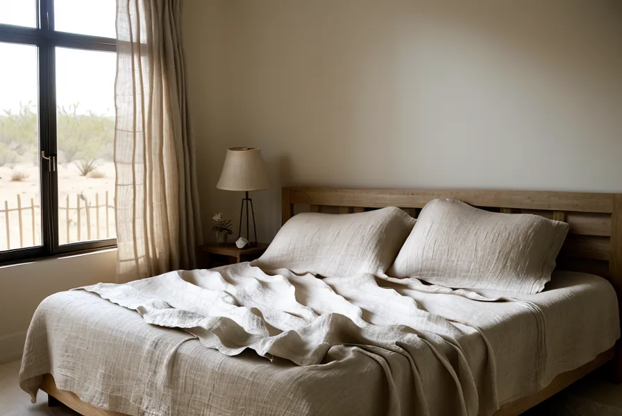 Breathable Italian linen sheets and silk pillowcase on a cooling bed setup